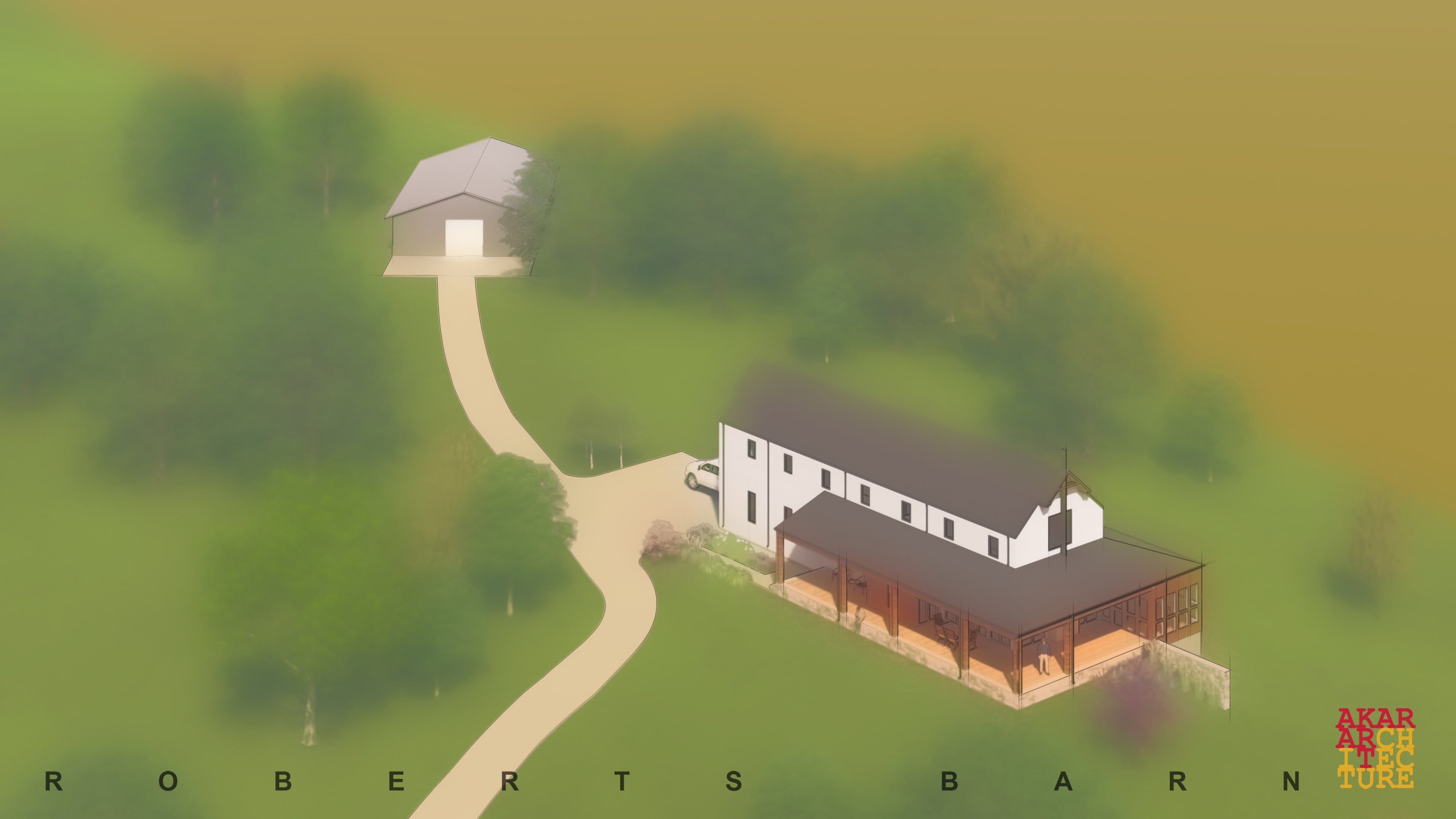 Isometric illustration of a modern Farm house . Akar Architecture.